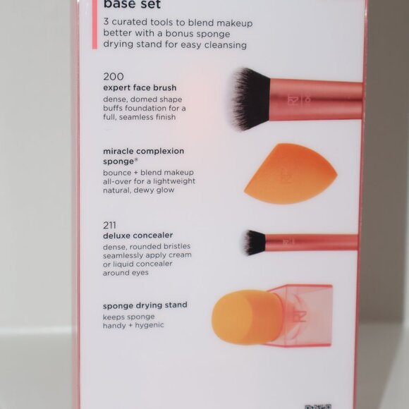 Real Techniques Ultimate Base Set 200 Brush 211 Brush Sponge & Drying Stand New - Picture 2 of 5